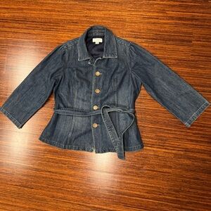 Jos A Bank Vintage denim belted button down jacket size 1X EUC